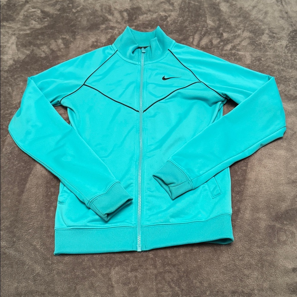 Vintage Nike Track Jacket, Teal, Black, Retro, Sporty, Size S